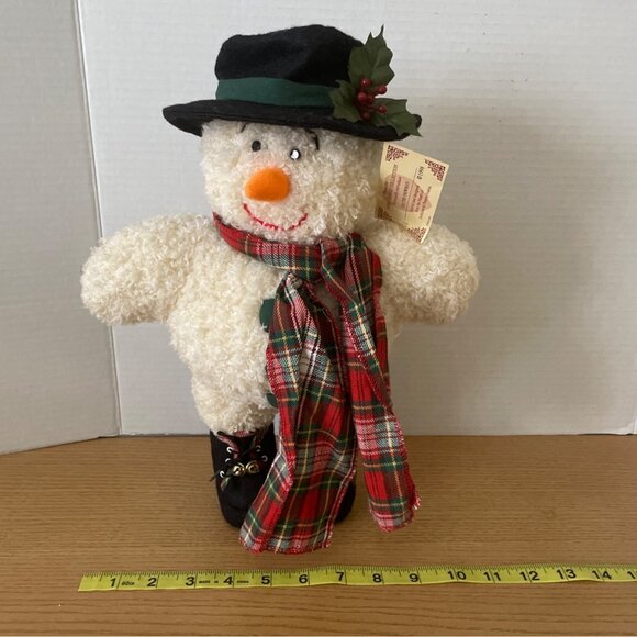 Overly-Raker Cole The Snowman Plush Designer Artisan w Hat Scarf Bell Shoes 1998 - Picture 9 of 10